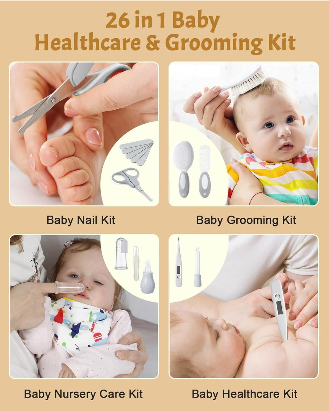 Lictin Baby Nagelfeile Elektrisch, Elektrische Nagelfeile mit 6 Schleifkopf, 26 in 1 Baby Nagelset m