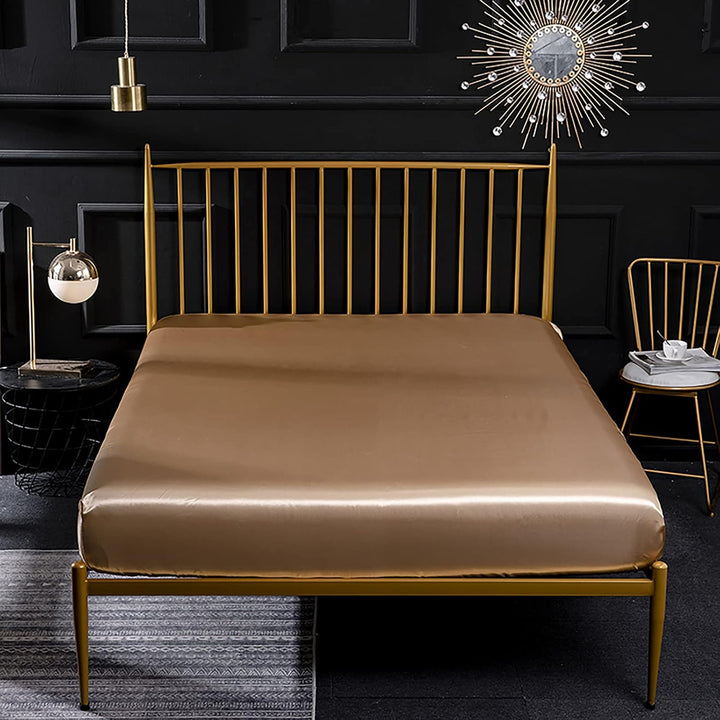 Jemiipee Spannbettuch Einfarbig Satin Seide Glänzend Betttuch Leintuch 150x200 cm für Matratzen bis