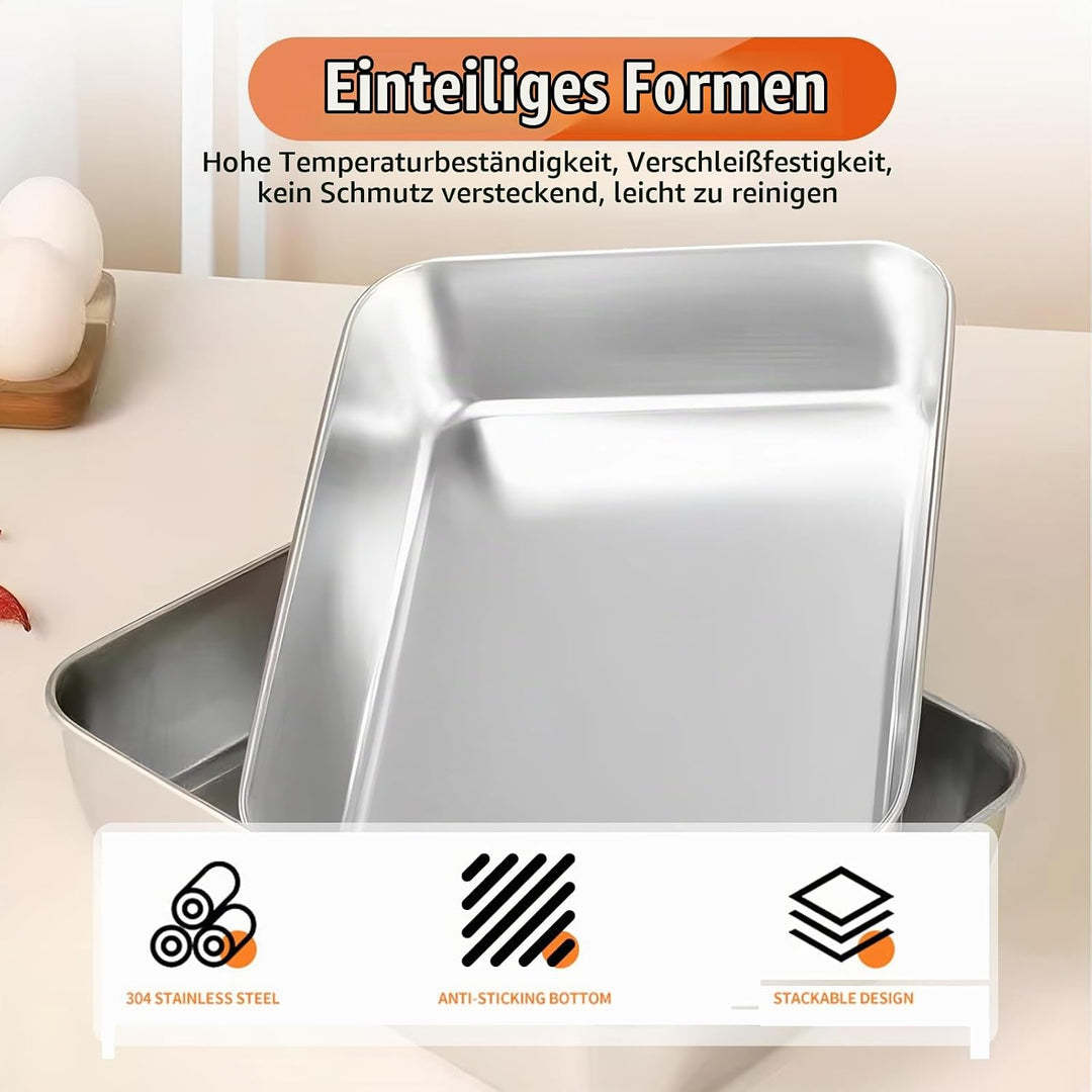 SUNOYA Brotbackform, 4er Set Edelstahl Kastenform Brot, Backform Rechteckig, Edelstahl Backform für