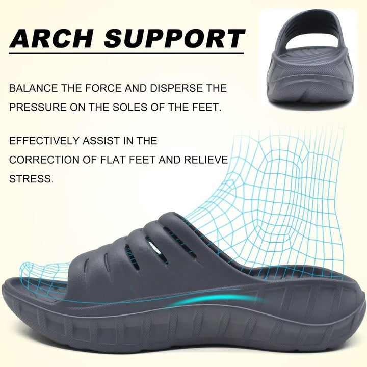 KuaiLu Recovery Sandalen Herren Bequeme Plantarfasziitis Schlappen Orthopädische Offene Zehen Männer