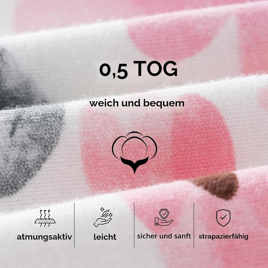 Yoofoss Schlafsack Baby Sommer 0.5 Tog - 3er Pack 67cm/0-6 Monate 100% Baumwolle Sommerschlafsack Ba