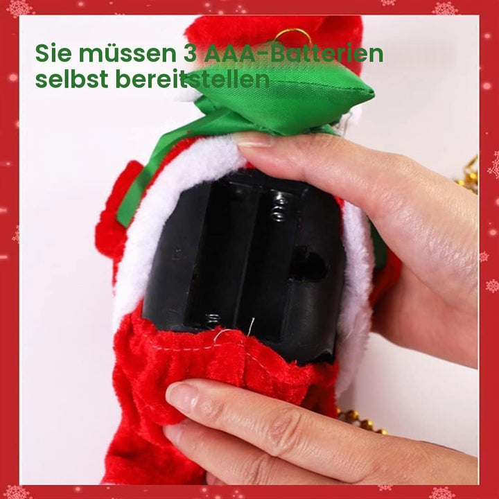 POFET Elektrischer animierter kletternder Weihnachtsmann auf Perlenkette Musikalische bewegliche Fig