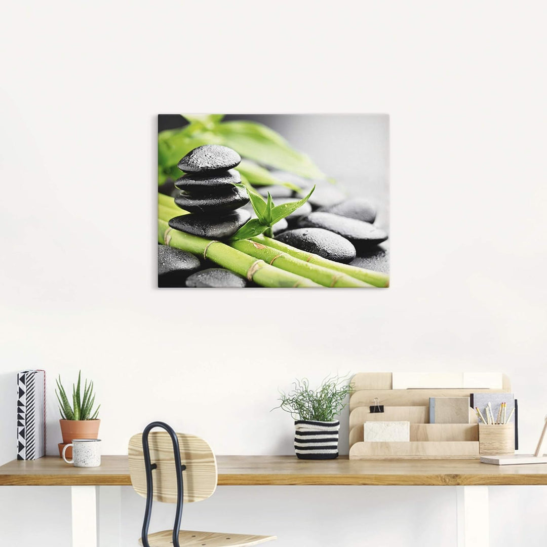 ARTland Leinwandbilder Wandbild Bild auf Leinwand 80x60 cm Asien Zen Spa Steine Bambus Asiatisch Wel