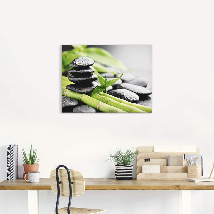 ARTland Leinwandbilder Wandbild Bild auf Leinwand 80x60 cm Asien Zen Spa Steine Bambus Asiatisch Wel