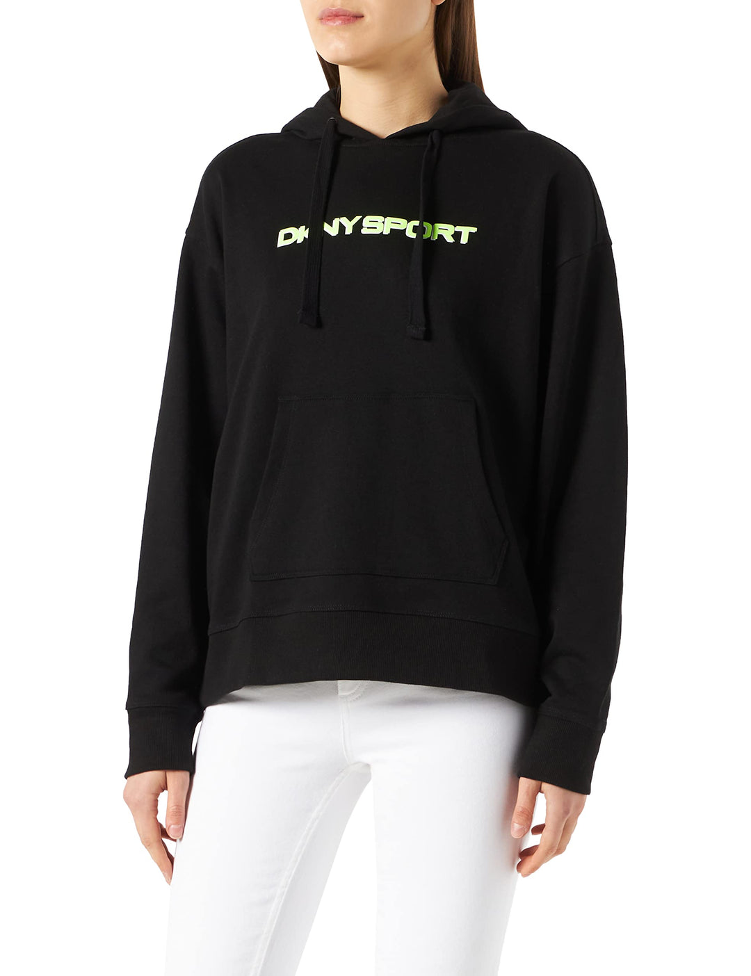 DKNY Damen Sport Women's Layered Shadow Logo Pull Over Hoodie Shirt XS Schwarz, XS Schwarz
