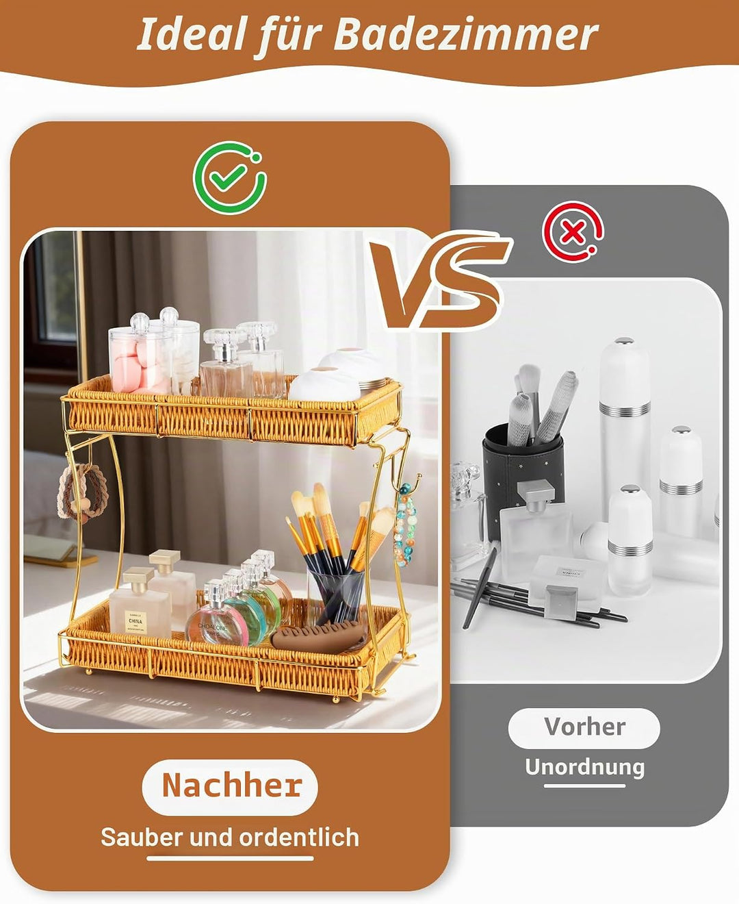 REFLYING Abnehmbarer Badezimmer Organizer, Skincare Parfüm Organizer, Küchen Organizer, Gewürzregal,
