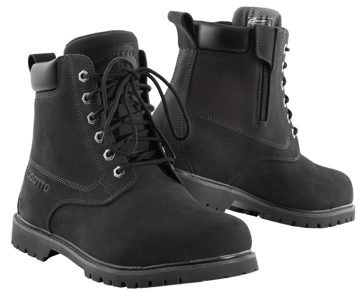 Bogotto Havoc Wasserdichte Motorrad Stiefel, Schwarz, Grösse 47, Leder, Herren Schwarz 47 EU, Schwar