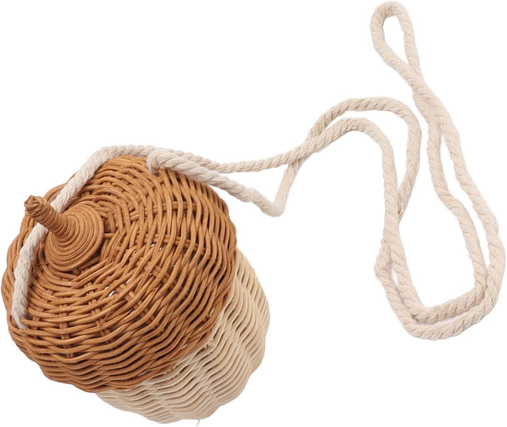 Eichelkorb für Kinder, Rattan-Aufbewahrungskorb, handgewebt, dekorativer eichelförmiger Korb, Tasche