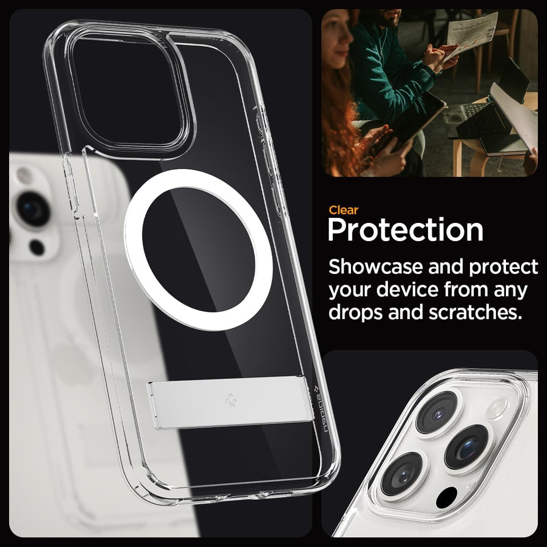 Spigen Ultra Hybrid S MagFit Hülle Kompatibel mit iPhone 15 Pro Max Kompatibel mit MagSafe -Crystal