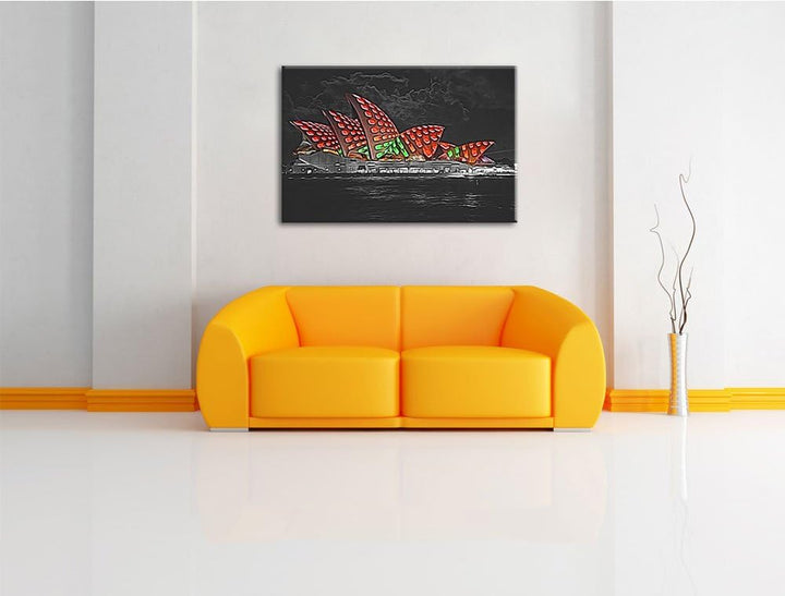 beeindruckendes Sydney Opera House bei Nacht schwarz/weiss Deluxe Format: 100x70 cm auf Leinwand, XX