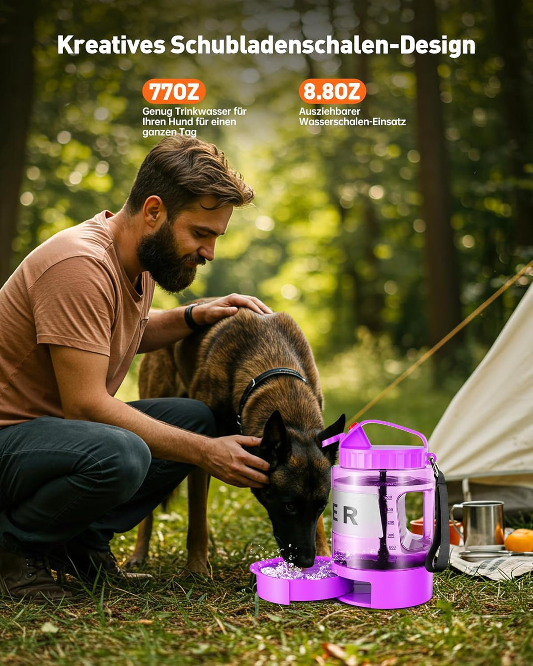 lesotc 2200 ml Trinkflasche für Hunde, Tragbare XXL extra grosse Hundetrinkflasche für unterwegs – C