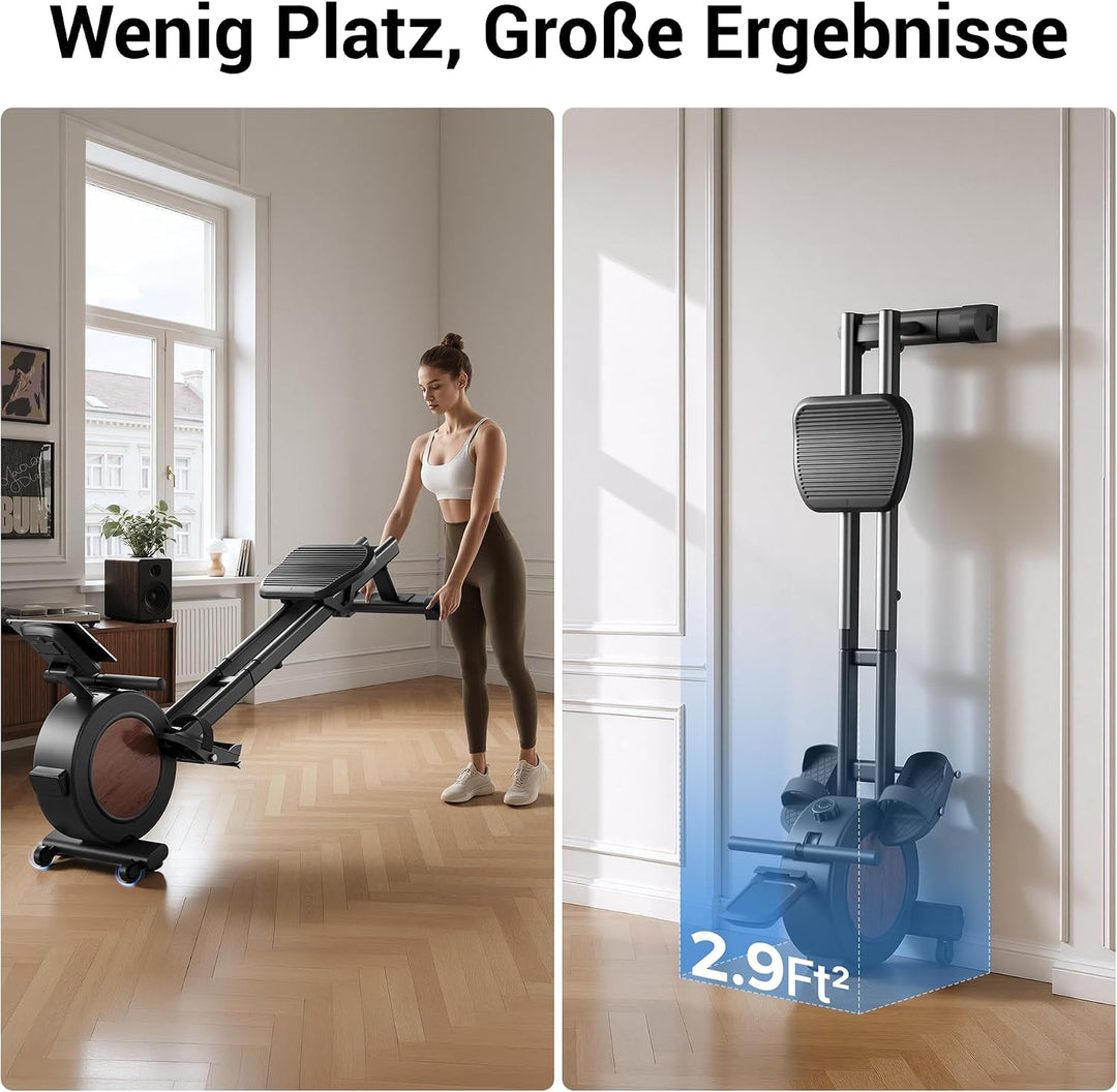 UMAY Rudergerät für Zuhause,16 Widerstandsstufen,APP-Verbindung Schwarz, Schwarz