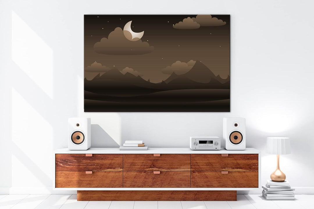 deyoli Landschaft bei Nacht Format: 80x60 Effekt: Sepia als Leinwandbild, Motiv fertig gerahmt auf E