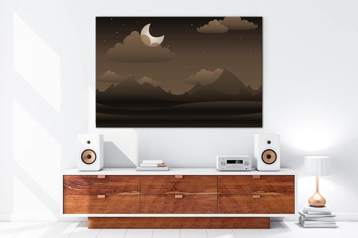 deyoli Landschaft bei Nacht Format: 80x60 Effekt: Sepia als Leinwandbild, Motiv fertig gerahmt auf E
