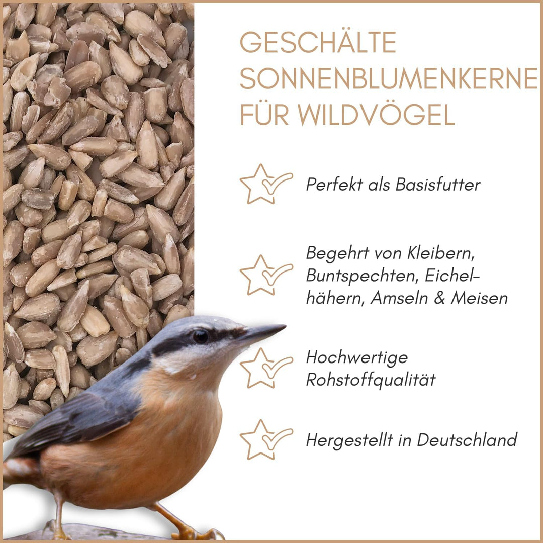 SUPRAVIT Sonnenblumenkerne Vogelfutter 25kg geschält I Frische ölhaltige Kerne aus besten Anbaugebie