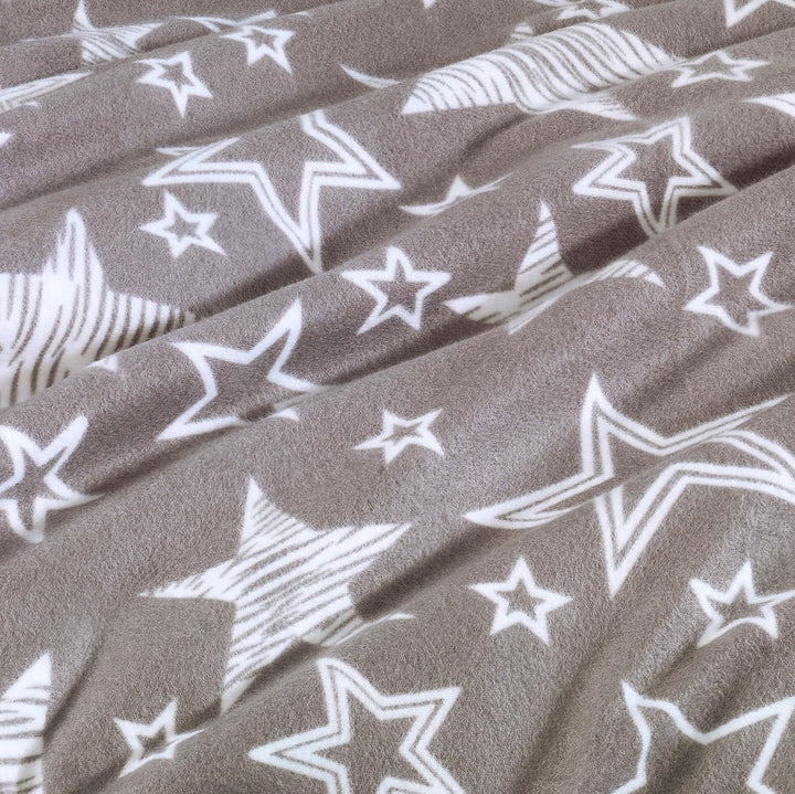BaSaTex 135x200 Microfaser Flausch Bettwäsche Sterne grau Weiss Taupe Fleece Thermofleece 4tlg.Set 2