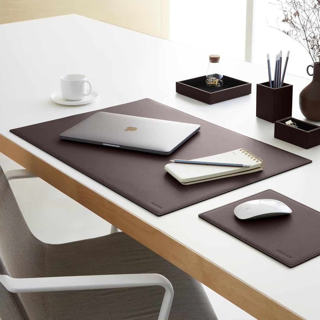 Eglooh - Minerva - Taschenleerer Leder Dunkel Braun - Schreibtisch-Organizer mit modernem Design - A