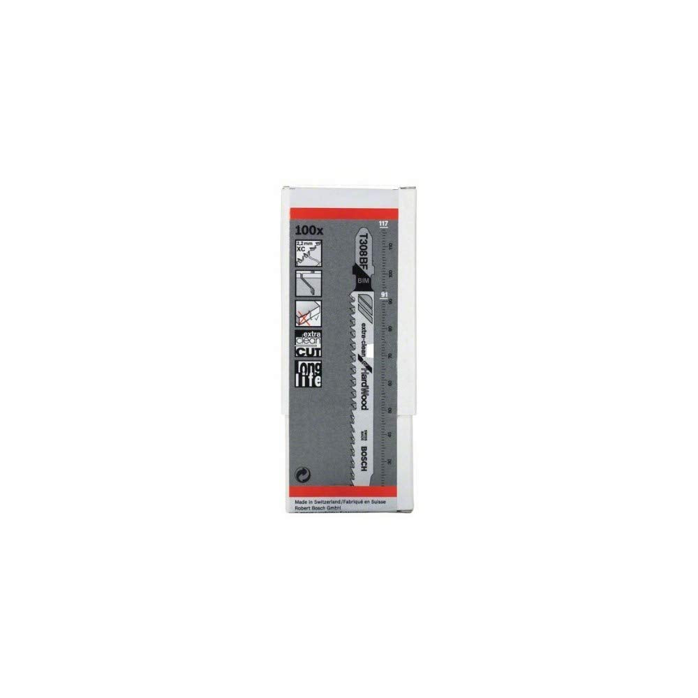 Bosch Professional 100 Stück Stichsägeblatt T 308 BF Extra-Clean for Hard Wood (Hartholz, Zubehör St