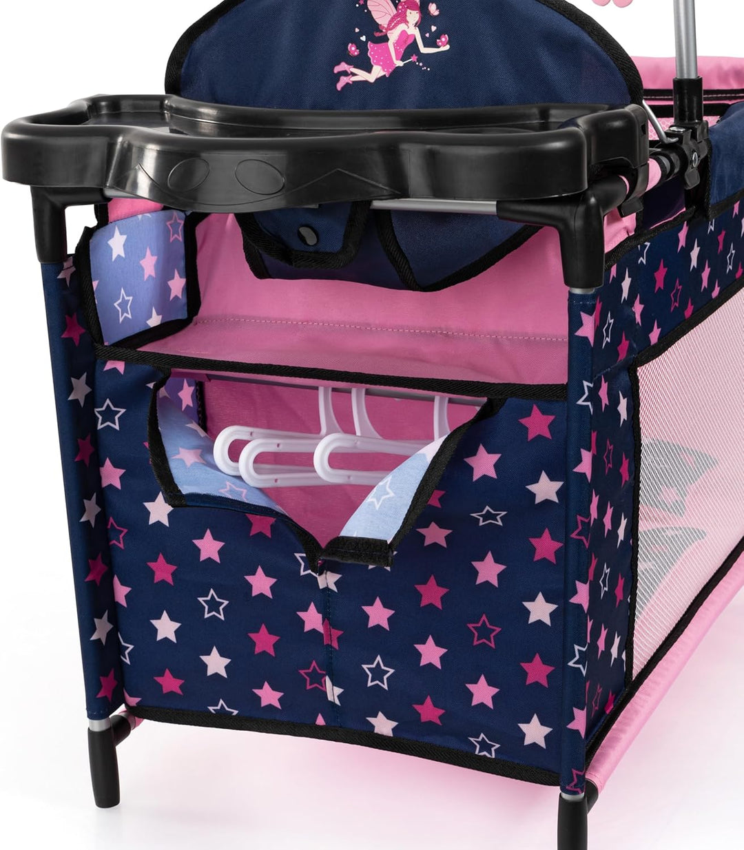 Bayer Design 62616AA Puppenbett mit Schrank, Sitz, Mobile, Ablage, Bettdecke, Kissen, Puppenzubehör