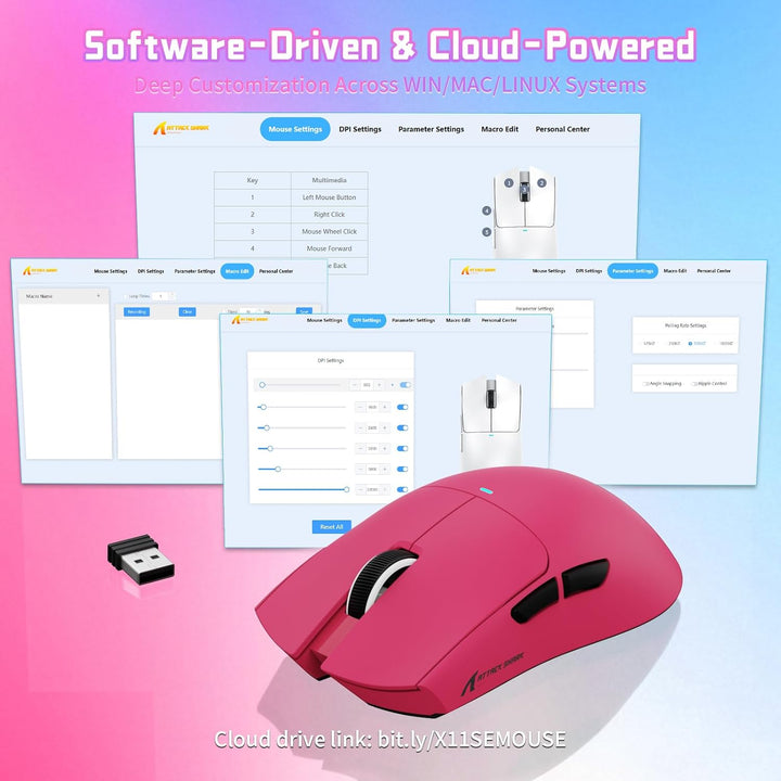 ATTACK SHARK X11 SE Kabellose Gaming-Maus, PixArt PAW3311 Gaming-Sensor, BT/2.4G Wireless/Kabelgebun