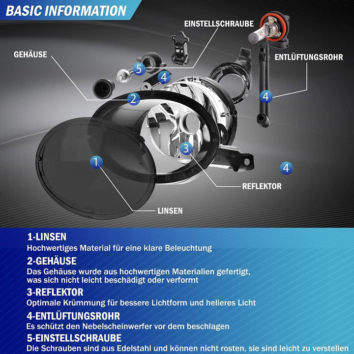 Nebelscheinwerfer für Volkswagen Tiguan Beetle Caddy 3 Eos Golf 6 / Cabriolet/Plus Jetta 4 Touran Up