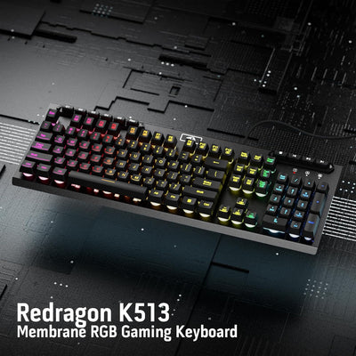 Redragon K513 RGB-Membran-Gaming-Tastatur, lineare mechanische Standardtastatur mit 104 Tasten und 5