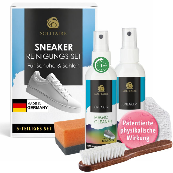 SOLITAIRE Magic Cleaner Reinigungs Set, 2x Magic Cleaner 100 ml + GRATIS Microfasertuch, Sneaker Bür