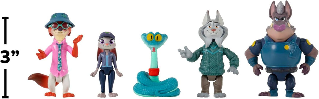 Disney "Zoomania 2" ZOTP0065 - Abenteuer 5er Pack - 3 Figuren und 2 Undercover-Charaktere 7,5 cm - C
