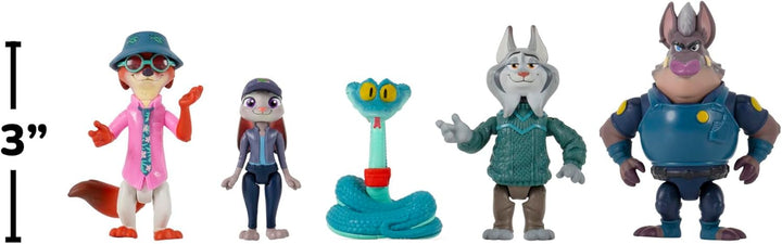 Disney "Zoomania 2" ZOTP0065 - Abenteuer 5er Pack - 3 Figuren und 2 Undercover-Charaktere 7,5 cm - C
