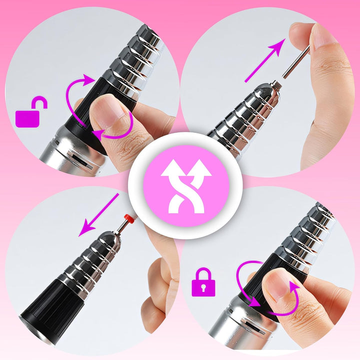 Retoo Nagelfräser Elektrische 35000 U/Min Professionelle Nagelfeile mit LED Display Fräser für Gelnä