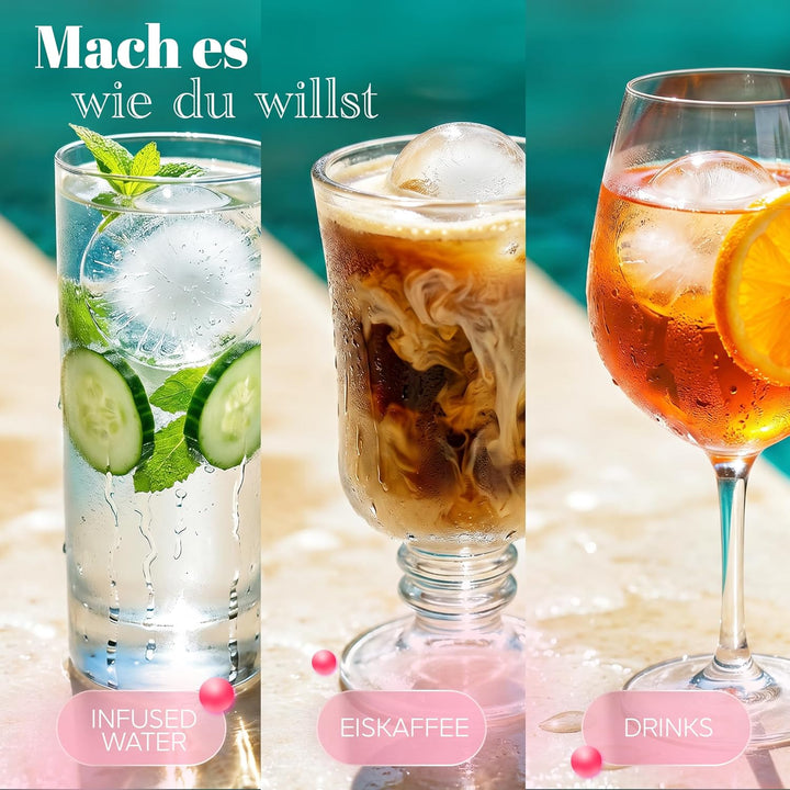 Neighbour’s Friend® Rosa Eiskugelform XL 4er Set – Stylische patentierte Eiswürfelform für Cocktails