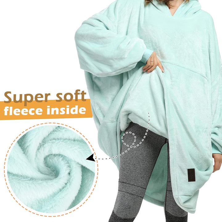 Catalonia Classy Übergrosse Fleece Hoodie Decke Aqua, Warme Grosses Kapuzendecke Tragbare Decke zum