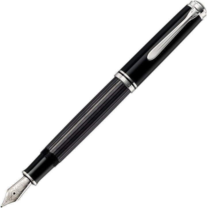 Pelikan Premium M805 Füllfederhalter, Feder F Plume schwarz/grau, schwarz/grau