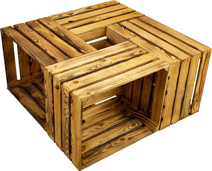 4er set massive Obstkiste Apfelkiste Weinkiste aus dem Alten Land +++ 50 x 40 x 30 cm (NEU GEFLAMMT)