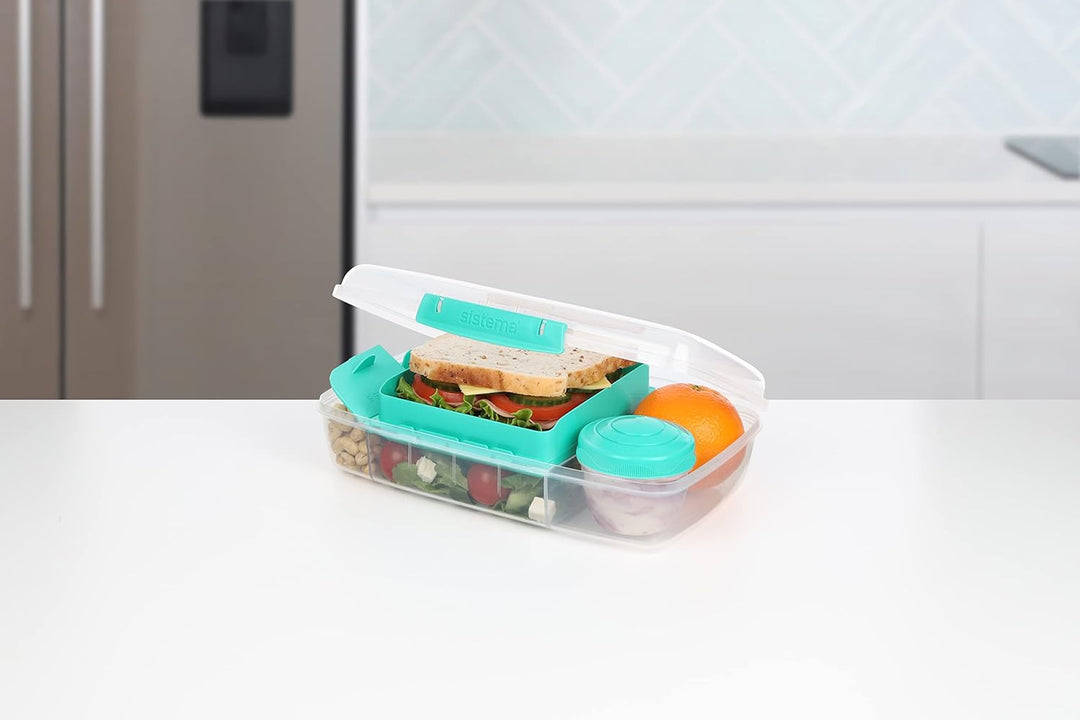 Sistema Bento Box TO GO Brotdose mit Fächern | 1,76 L Lunchbox mit auslaufsicherem Joghurt-/Fruchtbe