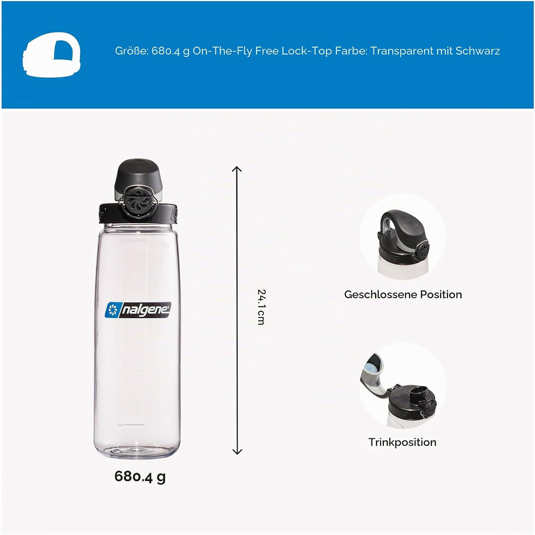 Nalgene OTF Sustain Trinkflaschen Transparent/Schwarz 0,65 L, Transparent/Schwarz