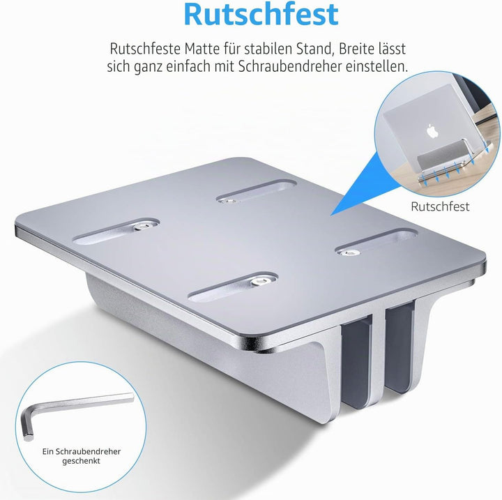 Bewahly Doppelt Vertikaler Laptop Ständer, Aluminium Verstellbarer Notebook Ständer Platzsparender H