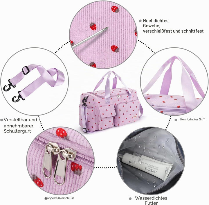 Ghope Sporttasche Reisetasche Mädchen Damen mit Schuhfach und Nassfach, Schwimmtasche Badetasche Tee