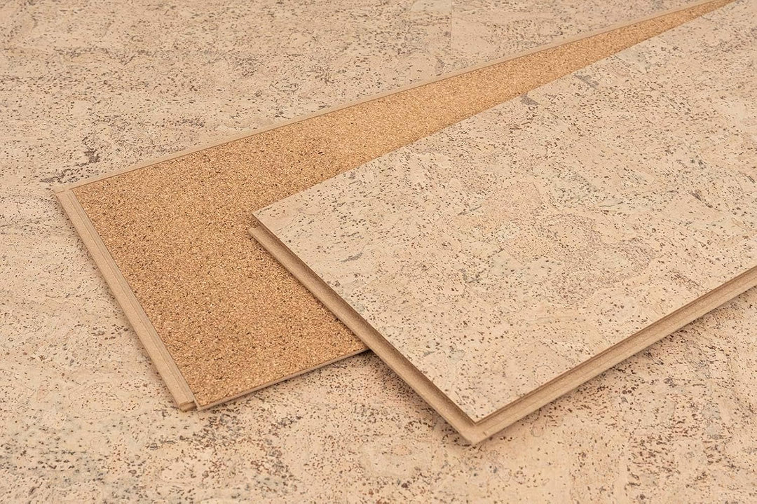 Korkboden Klick-System Korkparkett versiegelt Kork Laminat | Rustikal creme hell, 10.5 mm, 2.13 qm/P