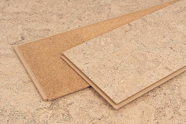 Korkboden Klick-System Korkparkett versiegelt Kork Laminat | Rustikal creme hell, 10.5 mm, 2.13 qm/P