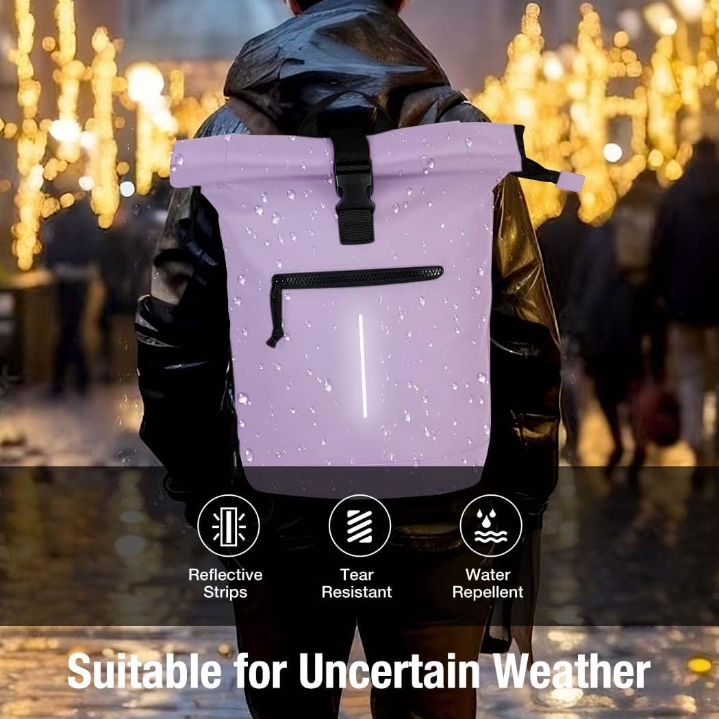 Rolltop Rucksack Wasserdicht für Damen & Herren, Grosser Laptop Rucksack mit Computerfach für 17 Zol