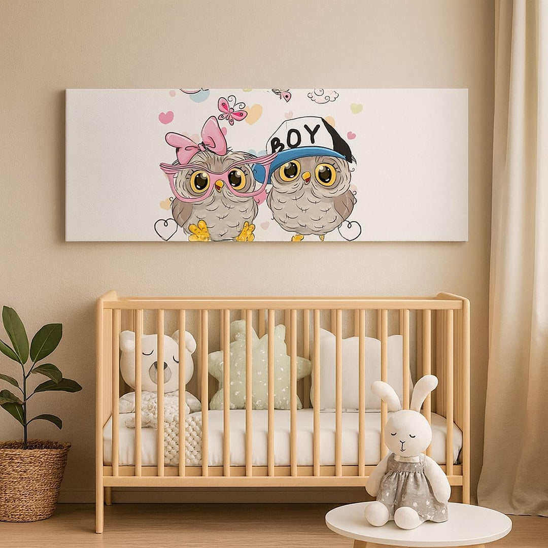 Wandbilder Dekoration Wohnzimmer Eule zeichnung farbig muster Panorama Bilder auf Leinwand 120x50cm