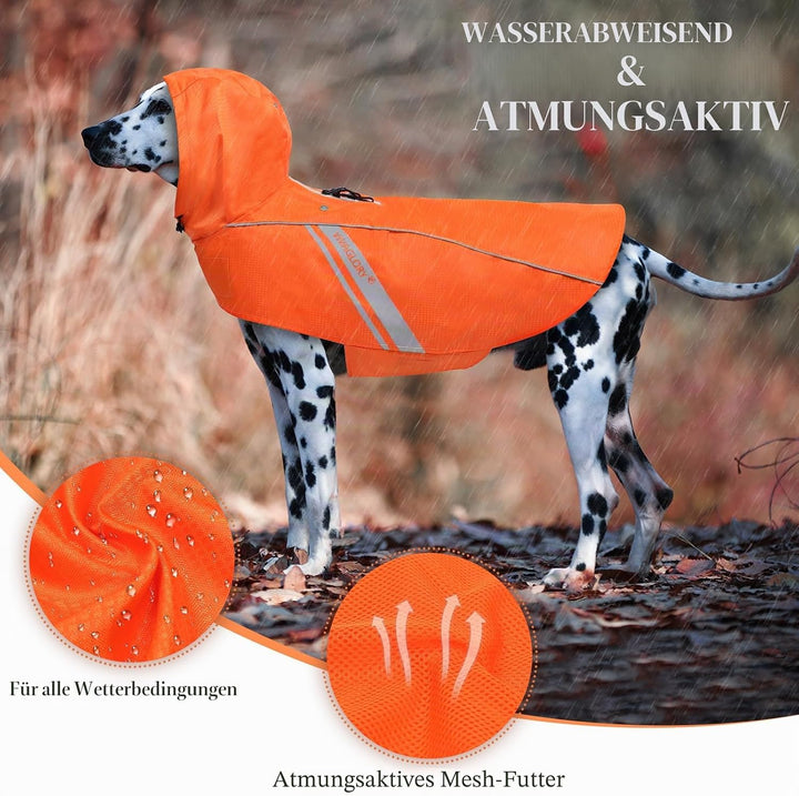 VIVAGLORY Hunderegenmantel für kleine Hunde, einfach an- und ausziehbare Regenbekleidung, reflektier