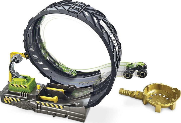 Hot Wheels HBH70 - Monster Trucks Looping-Challenge Spielset mit 1 Monster Truck und 1 Hot-Wheels-Fa