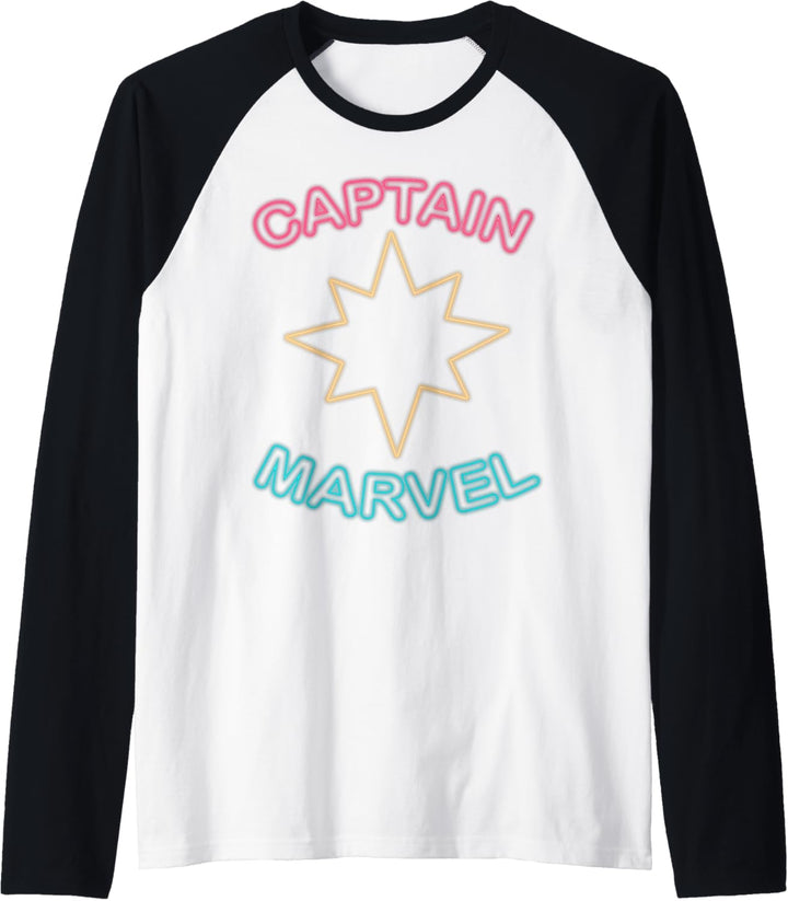 Marvel Captain Marvel Movie Neon Logo Raglan