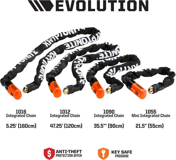 Kryptonite Evolution 1012 Integrierte Kette | Fahrradschloss | Sicherheitsstufe 8/10 | kompakt, robu