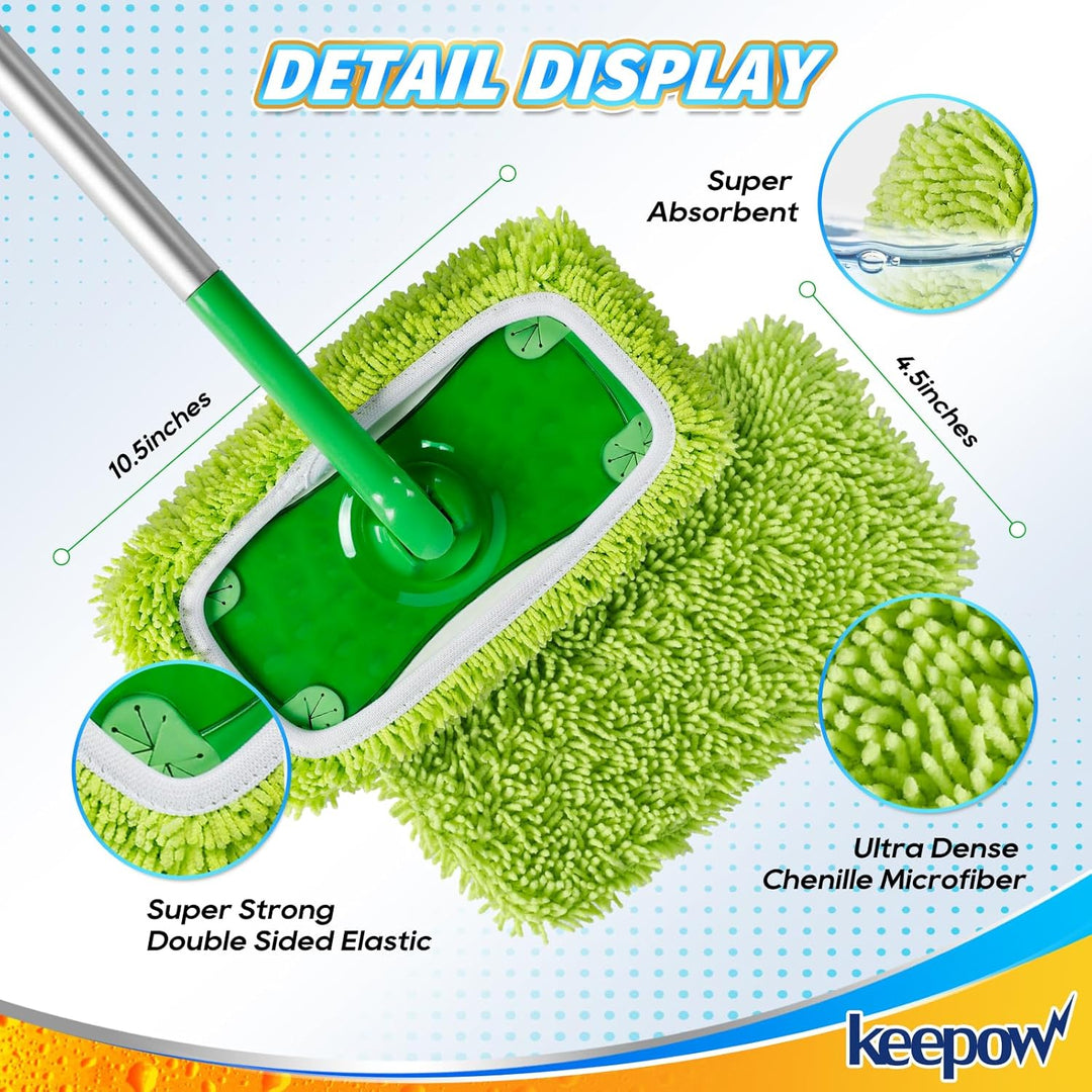 KEEPOW Wiederverwendbare Bodentücher für Swiffer Bodenwischer, Absorbierende Mikrofaser für Swiffer