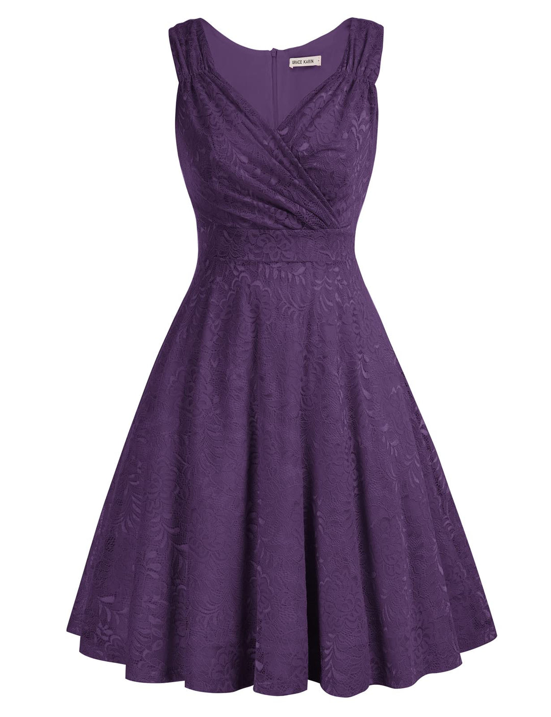 GRACE KARIN Damen Spitzen Rockabilly Kleid Knielang Retro Vintage Kleid CL645 L Cl645-8, L Cl645-8