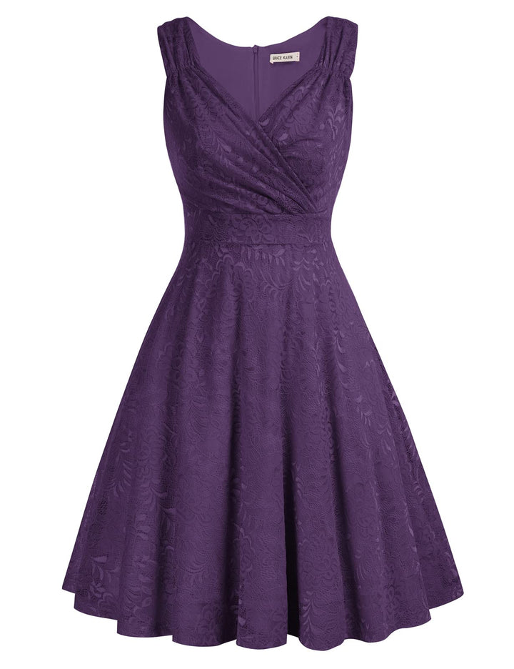 GRACE KARIN Damen Spitzen Rockabilly Kleid Knielang Retro Vintage Kleid CL645 L Cl645-8, L Cl645-8