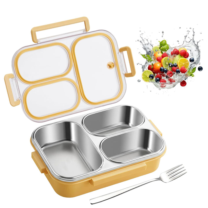 Bento Lunchbox Erwachsene 1000ml Edelstahl Brotdose Edelstahl mit Fächern, Bento Box mit Gabel, Brot